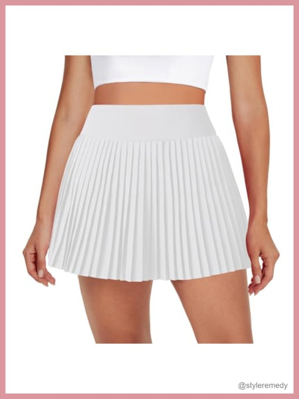 High Waisted Pleated Tennis Skort with Built-in Shorts & Pockets